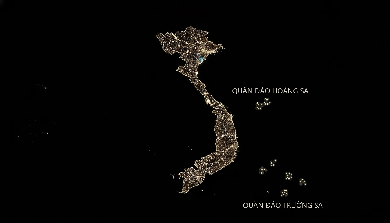 Bản đồ Việt Nam, gồm quần đảo Hoàng Sa và quần đảo Trường Sa